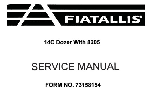 FIAT ALLIS 14C CRAWLER DOZER (WITH 8205 ENGINE) SERVICE REPAIR MANUAL PDF DOWNLOAD