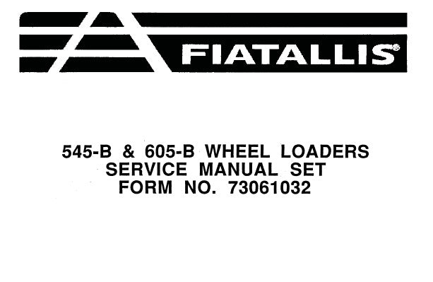 FIAT ALLIS 545-B, 605-B WHEEL LOADER SERVICE REPAIR MANUAL PDF DOWNLOAD