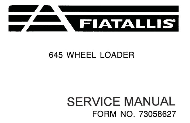 FIAT ALLIS 645 WHEEL LOADER SERVICE REPAIR MANUAL PDF DOWNLOAD