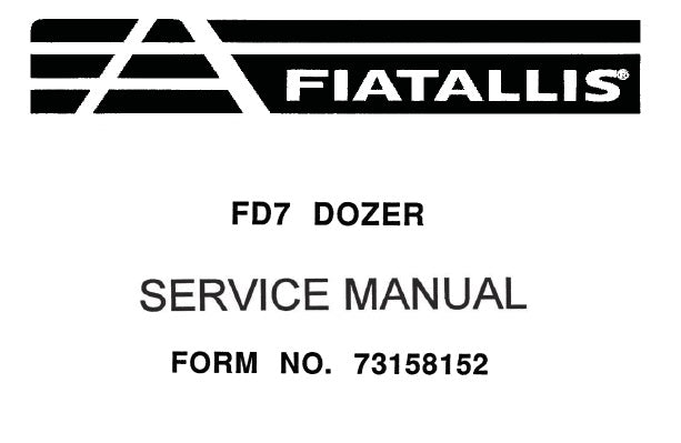 FIAT ALLIS FD7 CRAWLER DOZER SERVICE REPAIR MANUAL PDF DOWNLOAD