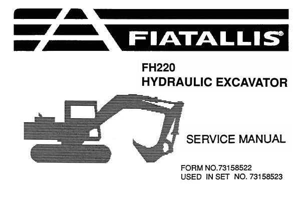 FIAT ALLIS FH220 HYDRAULIC EXCAVATOR SERVICE REPAIR MANUAL PDF DOWNLOAD