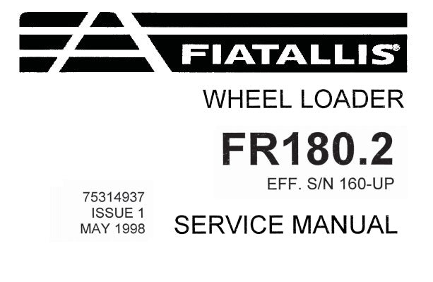 FIAT ALLIS FR180.2 WHEEL LOADER SERVICE REPAIR MANUAL PDF DOWNLOAD