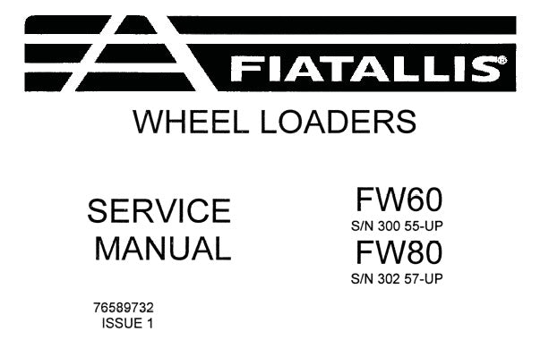 FIAT ALLIS FW60, FW80 WHEEL LOADER SERVICE REPAIR MANUAL PDF DOWNLOAD