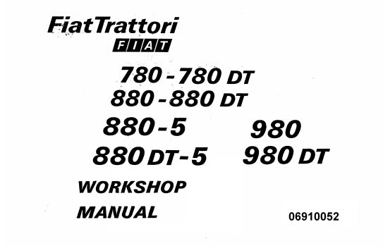 FIAT TRATTORI 780, 780DT, 880, 880DT, 880-5, 880DT-5, 980, 980DT TRACTORS SERVICE REPAIR MANUAL PDF DOWNLOAD