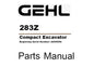 GEHL 283Z COMPACT EXCAVATOR PARTS MANUAL