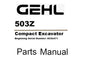 GEHL 503Z COMPACT EXCAVATOR PARTS MANUAL