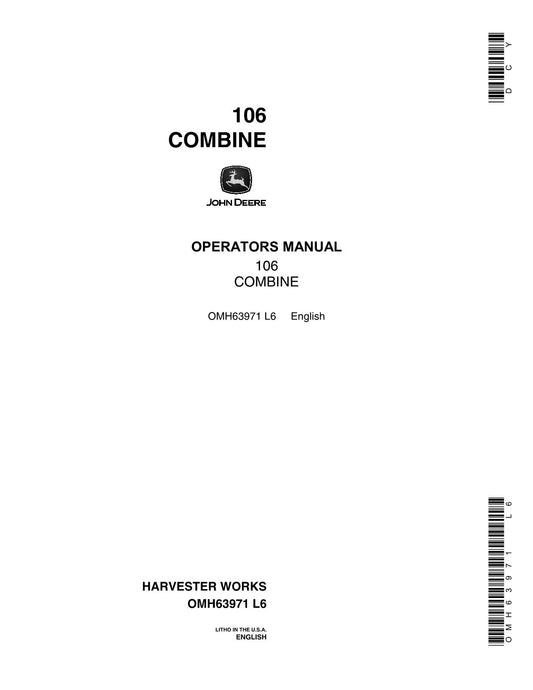 John Deere 106 Combine Operator’s Manual