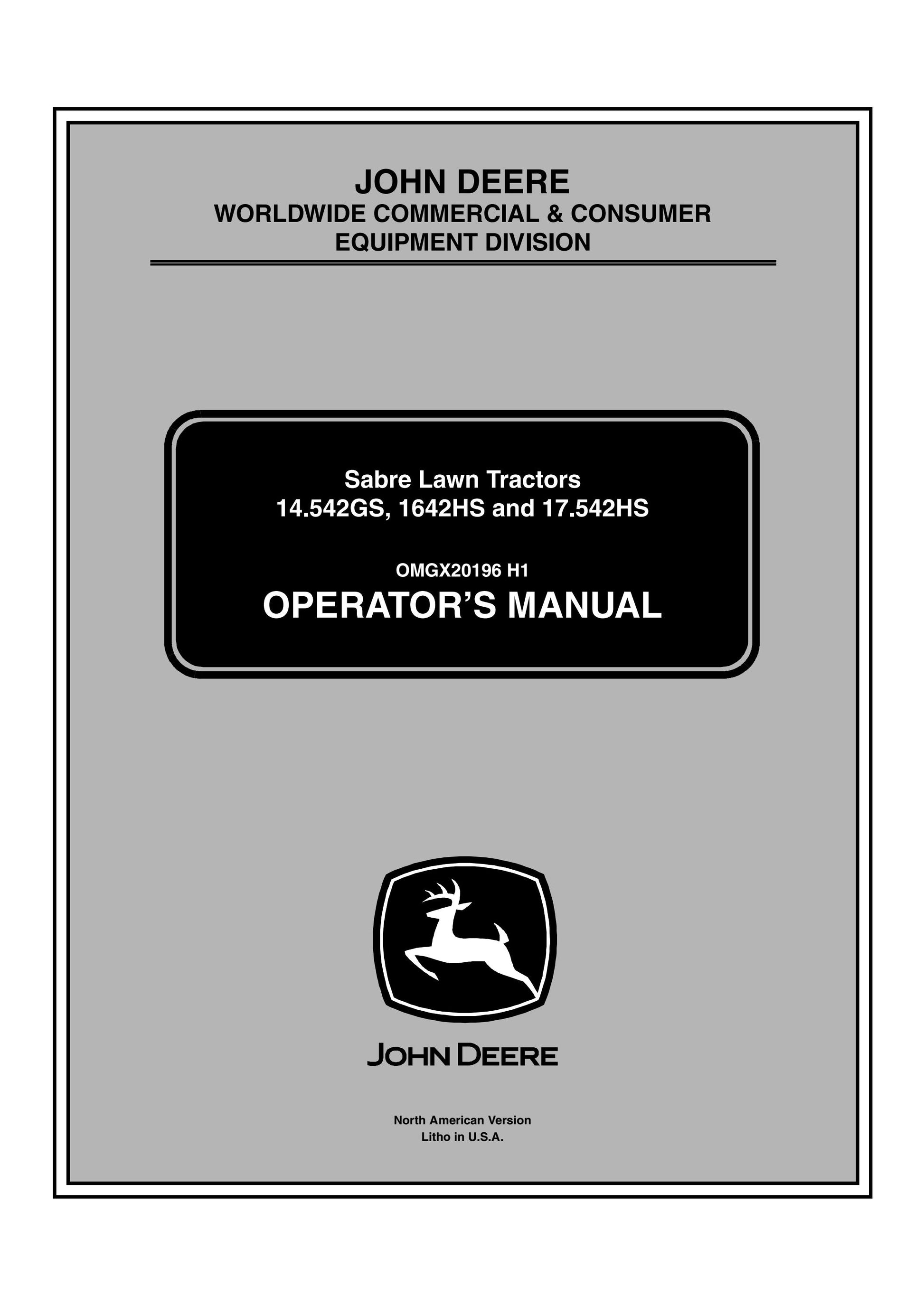 John Deere 14.542GS, 1642HS, 17.542HS Lawn Tractor Operator's Manual OMGX20196 - PDF