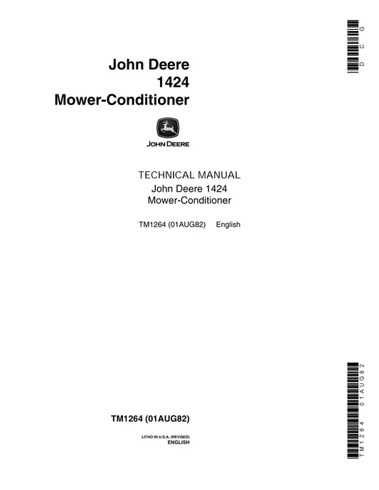 John Deere 1424 Mower-Conditioner Technical Service Repair Manual TM1264 - PDF