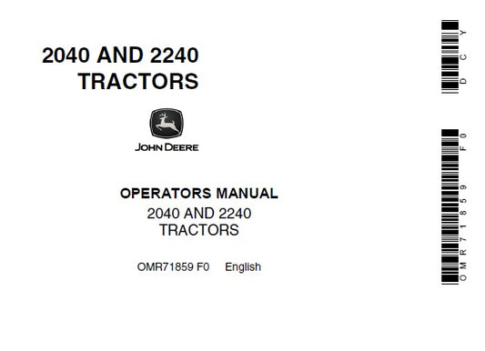 John Deere 2040, 2240 Tractor Operator’s Manual OMR71859 - PDF