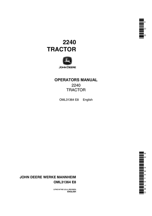John Deere 2240 Tractor Operator’s Manual 