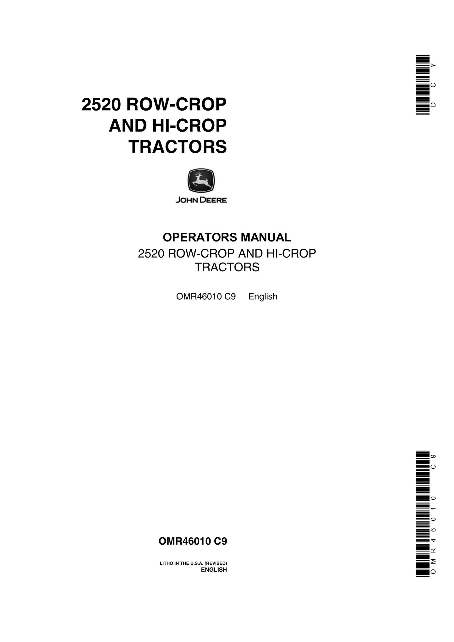 John Deere 2520 Row-Crop and HI-Crop Tractor Operator’s Manual 