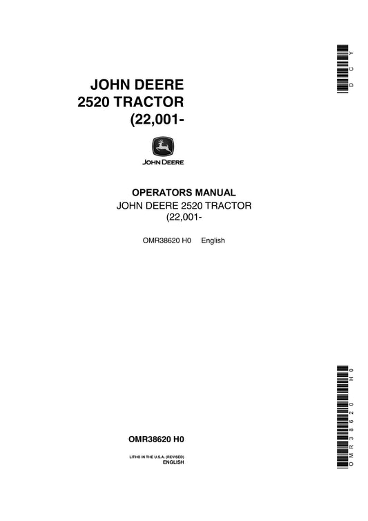 John Deere 2520 Tractor Operator’s Manual OMR38620 - PDF