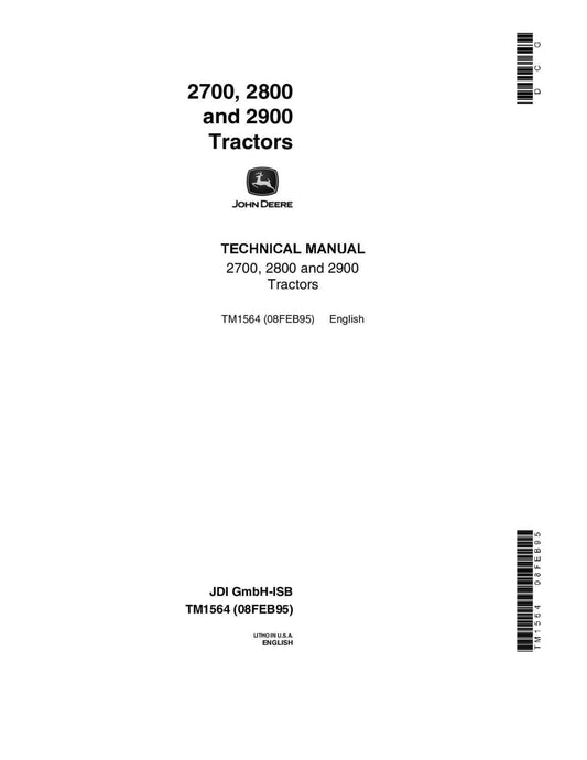 John Deere 2700, 2800, 2900 Tractor Technical Service Repair Manual 