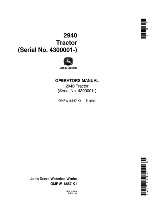 John Deere 2940 Tractor Operator’s Manual 
