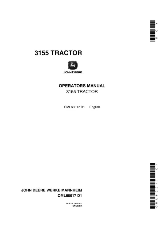 John Deere 3155 Tractor Operator’s Manual OML60017 - PDF
