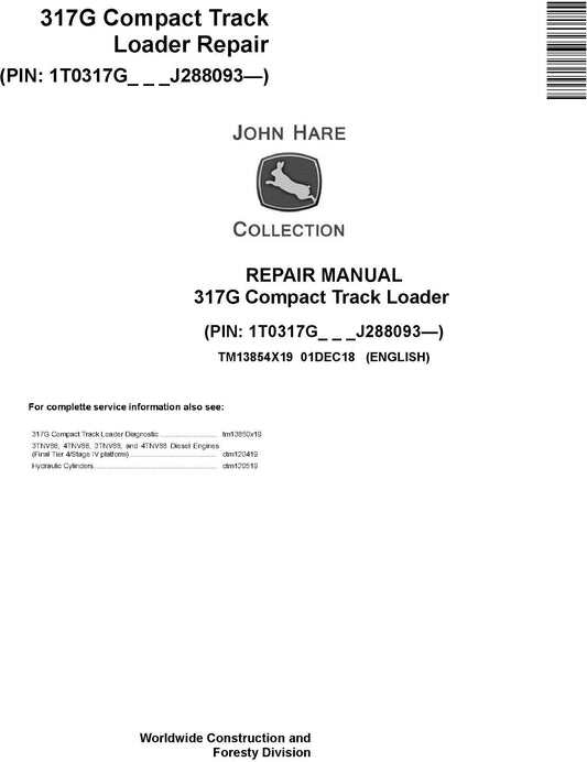 John Deere 317G Compact Track Loader Service Repair Manual TM13854X19 - PDF