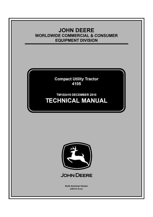 John Deere 4105 Compact Utility Tractor Technical Service Repair Manual TM102419 - PDF