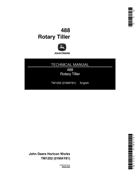 John Deere 488 Rotary Tiller Technical Service Repair Manual TM1252 - PDF