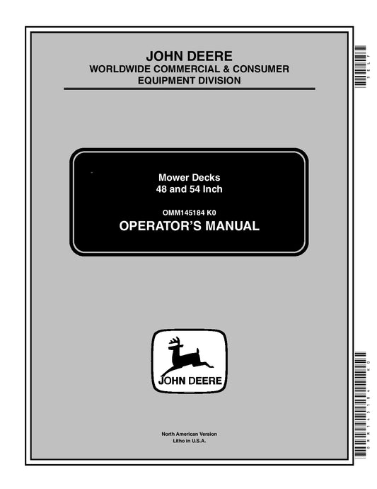 John Deere 48, 54 Mower Deck Operator's Manual OMM145184 - PDF