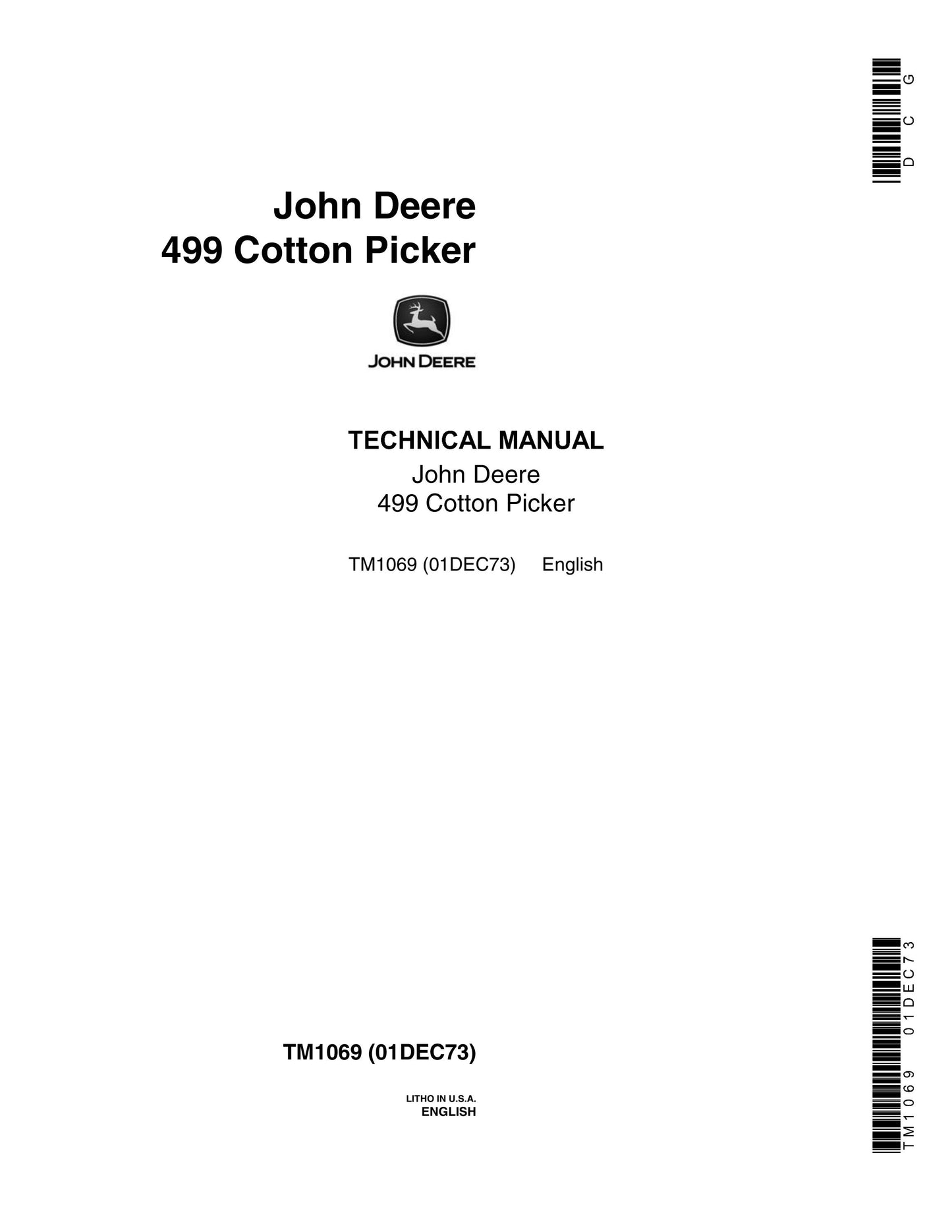 John Deere 499 Cotton Picker Technical Service Repair Manual TM1069 - PDF