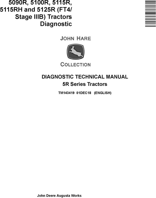 John Deere 5090R, 5100R, 5115R, 5115RH, 5125R Tractor Diagnostic Technical Service Manual TM143419 - PDF