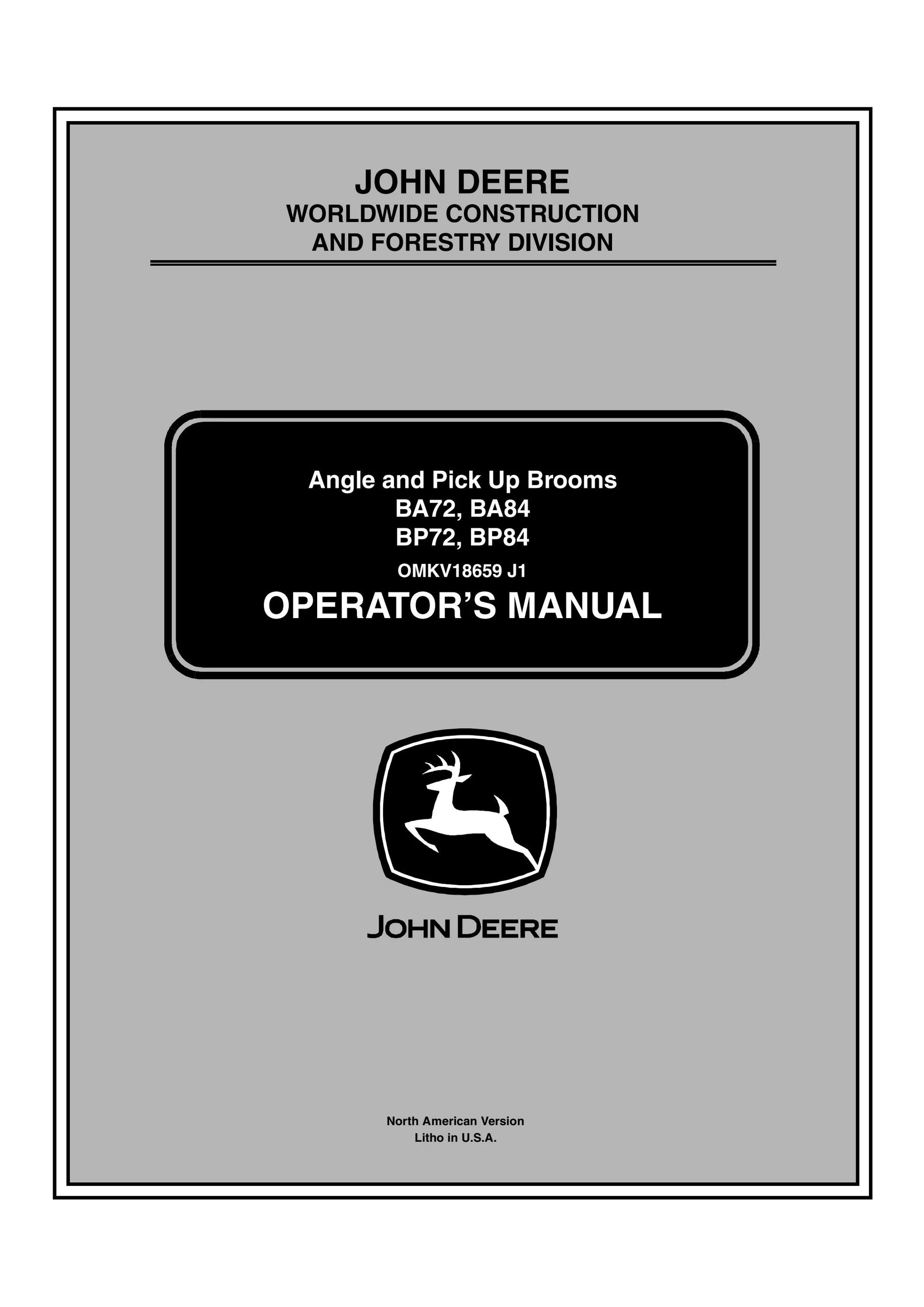 John Deere BA72, 84, BP72, 84 Angle And Pick Up Broom Operator's Manual OMKVU18659 - PDF