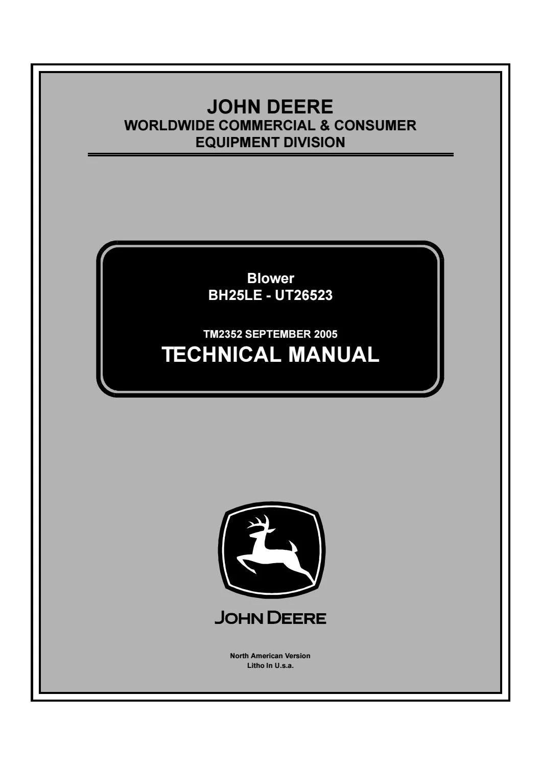 John Deere BH25LE – UT26523 Blower Technical Service Repair Manual TM2352 - PDF