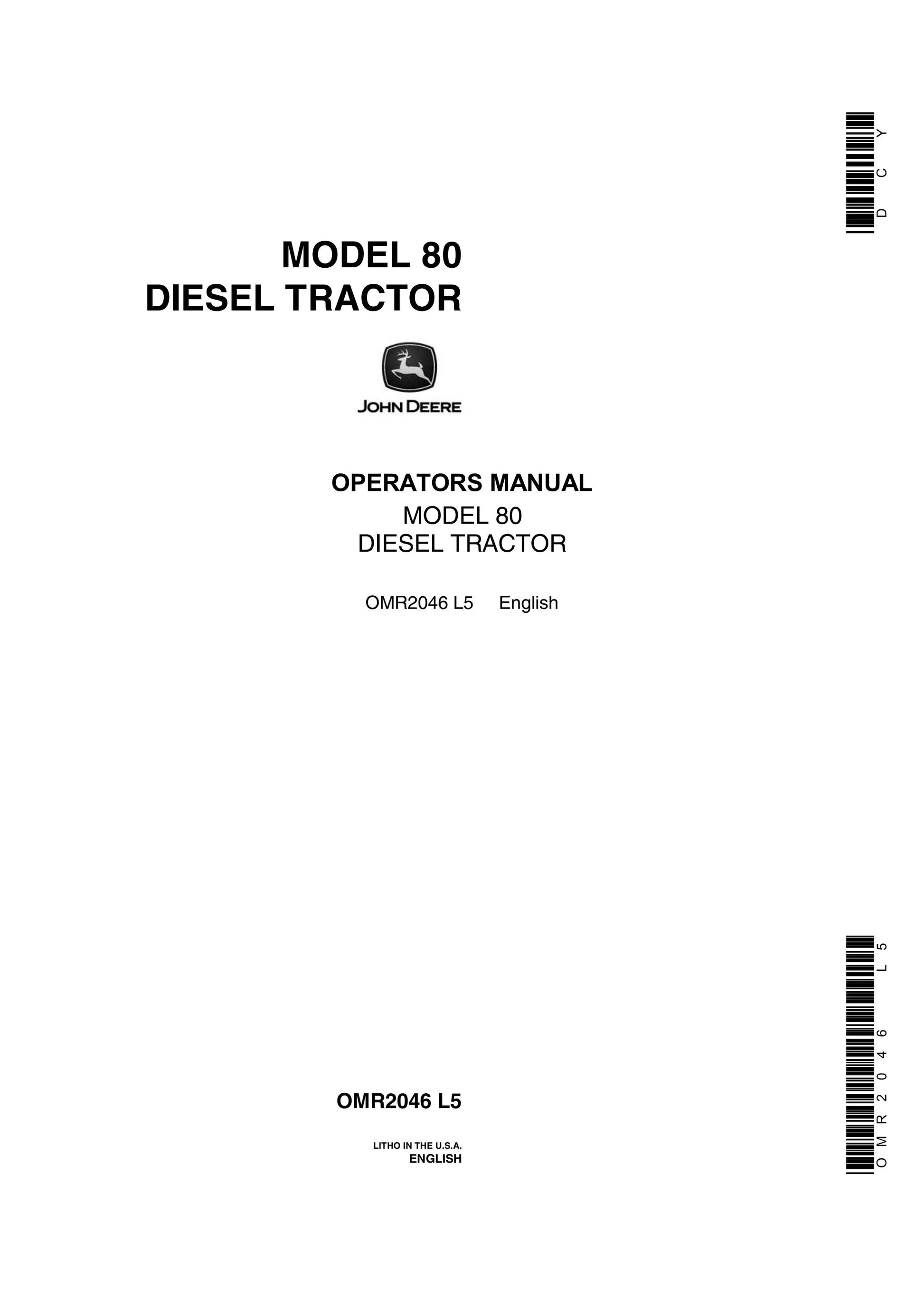 John Deere Model 80 Diesel Tractors Operator’s Manual OMR2046 - PDF