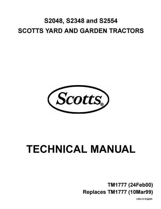 John Deere S2048, S2348, S2554 Scotts Yard & Garden Tractors Technical Manual TM1777 - PDF