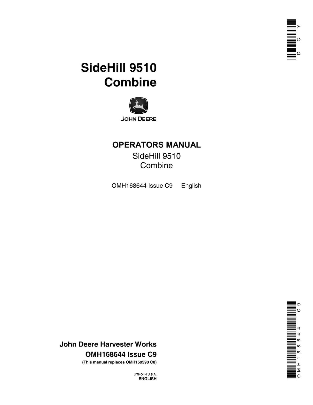 John Deere SideHill 9510 Combine Operator’s Manual OMH168644 - PDF