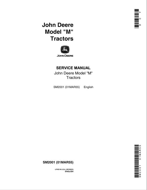 John Deere Tractor M Service Repair Manual SM2001 - PDF