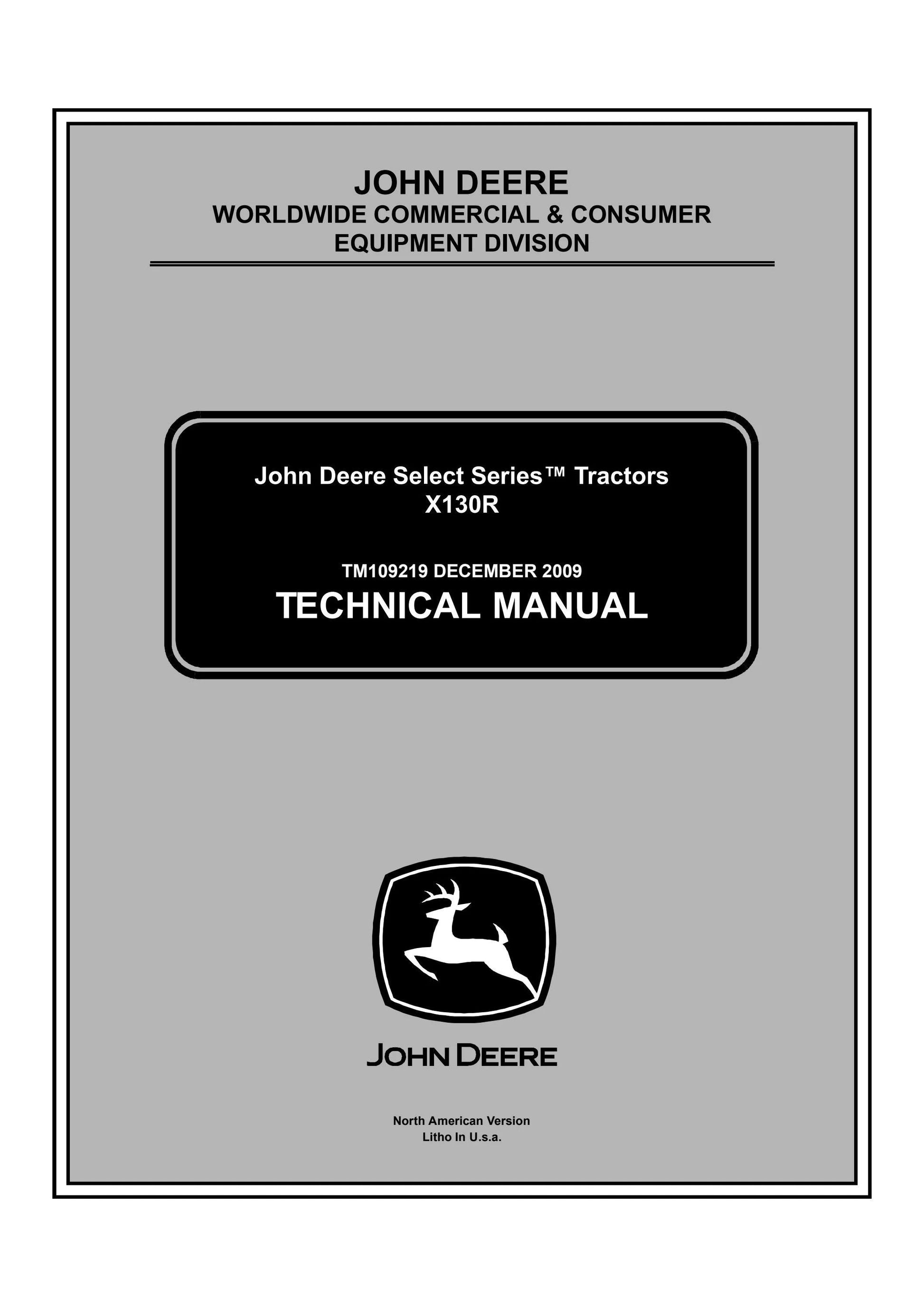 John Deere Tractors X130R Technical Service Repair Manual TM109219 - PDF