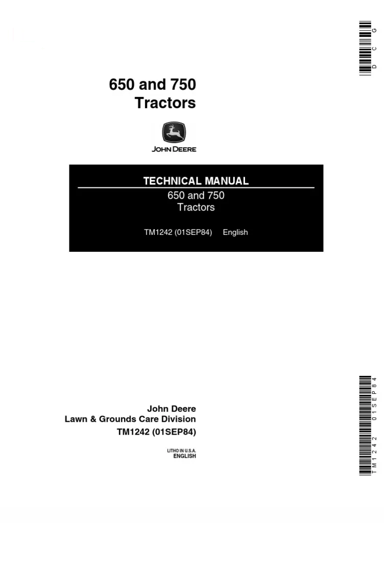 John Deere Utility Tractor 650 , 750 Technical Service Repair Manual TM1242 - PDF