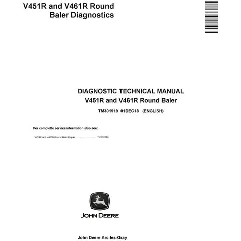 John Deere V451R, V461R Round Baler Diagnostic Technical Manual TM301919 - PDF