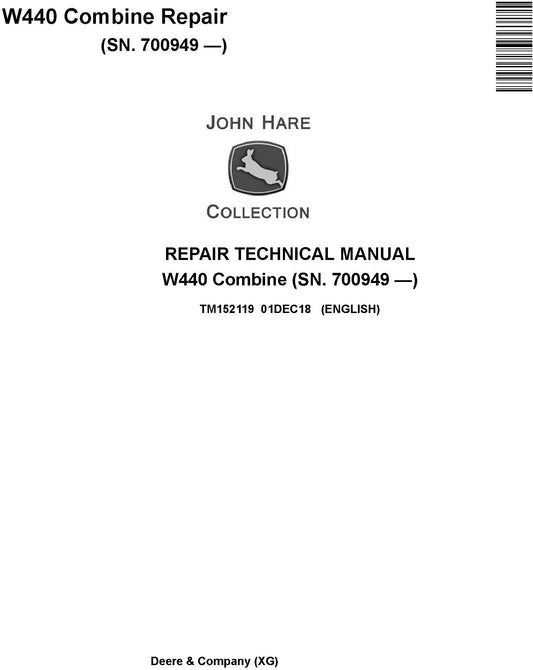 John Deere W440 Combine Technical Service Repair Manual TM152119 - PDF