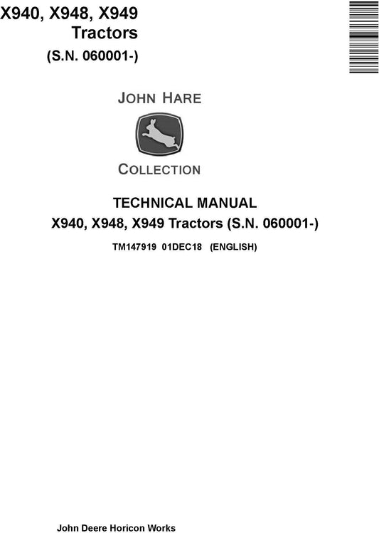 John Deere X940, X948, X949 Compact Utility Tractor Technical Service Repair Manual TM147919 - PDF