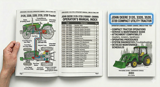 John Deere 3120, 3320, 3520 and 3720 Compact Utility Tractor Operator's Manual OMLVU17940 PDF download with operating instructions, maintenance information, controls and safety procedures.