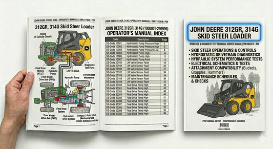 John Deere 312GR and 314G Skid Steer Loader Operation and Diagnostic Test Technical Service Manual TM13855X19 PDF download with troubleshooting, diagnostics, maintenance and repair procedures.
