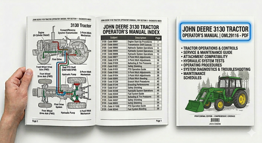 John Deere 3130 Tractor Operator's Manual OML29116 PDF download with operating instructions, maintenance guidelines, controls, safety information and tractor operation procedures.
