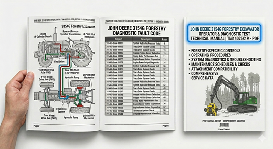 John Deere 3154G Forestry Excavator Operation and Diagnostic Test Technical Manual TM14025X19 PDF download with diagnostic procedures, troubleshooting, maintenance and technical service information.