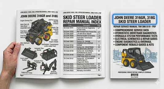 John Deere 316GR and 318G Skid Steer Loader Repair Service Manual TM13861X19 PDF download with repair procedures, maintenance instructions, troubleshooting and technical service information.