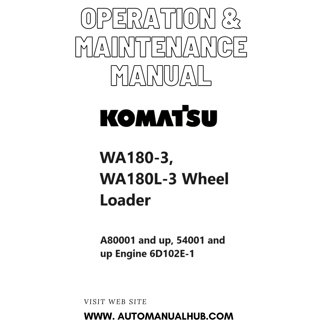 Komatsu WA180-3 Loader Operation & Maintenance Manual A80001 up PDF ...