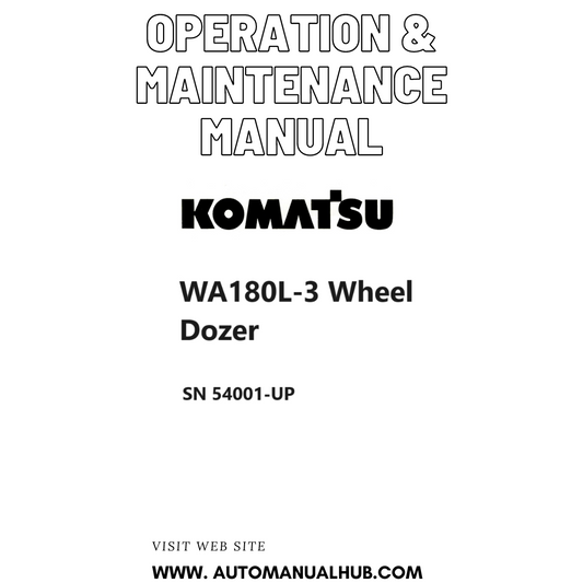 Komatsu WA180L-3 Wheel Dozer Operation & Maintenance Manual SN 54001-UP PDF