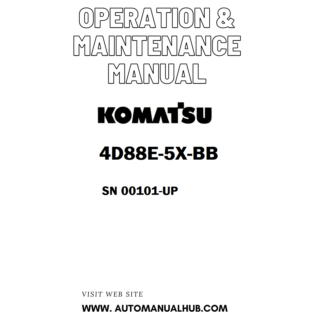 Komatsu 4D88E-5X-BB Operation & Maintenance Manual SN 00101-UP - PDF