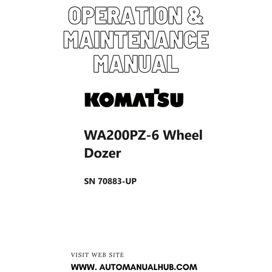 Komatsu WA200PZ-6 Wheel Dozer Operation & Maintenance Manual SN 70883-UP PDF 