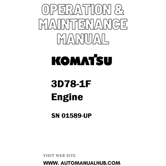 Komatsu 3D78-1F Engine Operation & Maintenance Manual SN 01589-UP - PDF