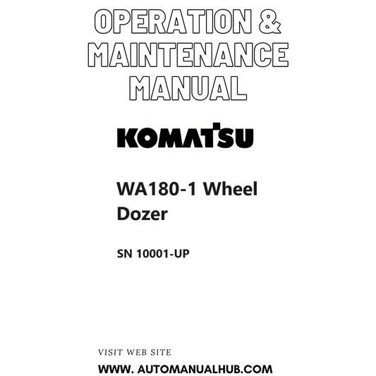 Komatsu WA180-1 Wheel Dozer Operation & Maintenance Manual SN 10001-UP PDF 