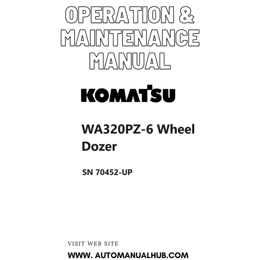Komatsu WA320PZ-6 Wheel Dozer Operation & Maintenance Manual SN 70452-UP PDF