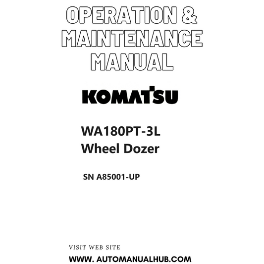 Komatsu WA180PT-3L Wheel Dozer Operation & Maintenance Manual SN A85001-UP PDF
